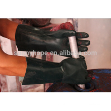 Gauntlet sandy finished green pvc coated work gloves